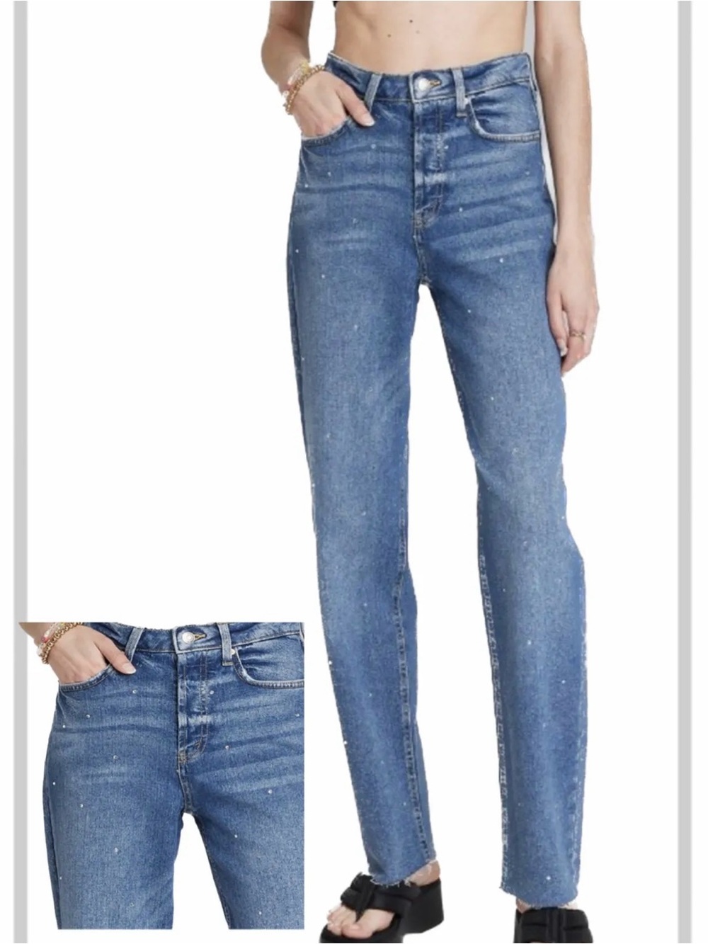 Wild Fable Women's Super-High Rise Rhinestone Straight Jeans